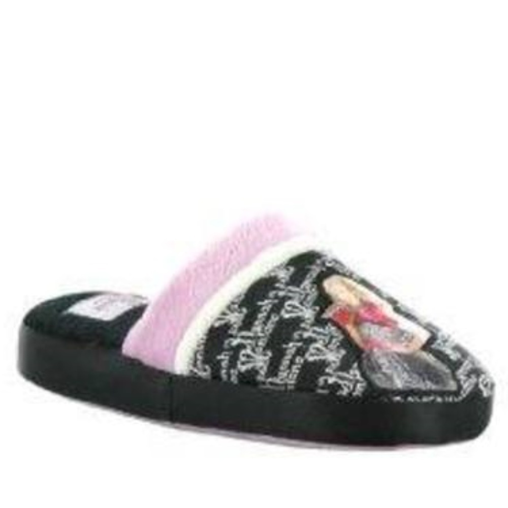 Toddler Girls Disney Hannah Montana Slippers 11/12 Black Pink Scuff Slip On
